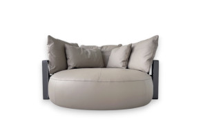 Divano circolare Scarlett in pelle grigia (Offerta Expo) Poliform - 1