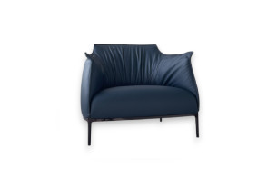 Archibald Large Blue Leather Armchair (Expo Offer) Poltrona Frau - 8